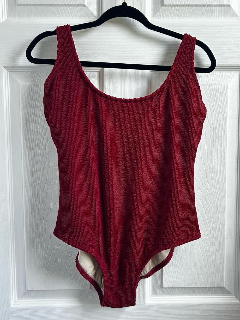 Kona Sol Maroon Ribbed One-Piece Swimsuit